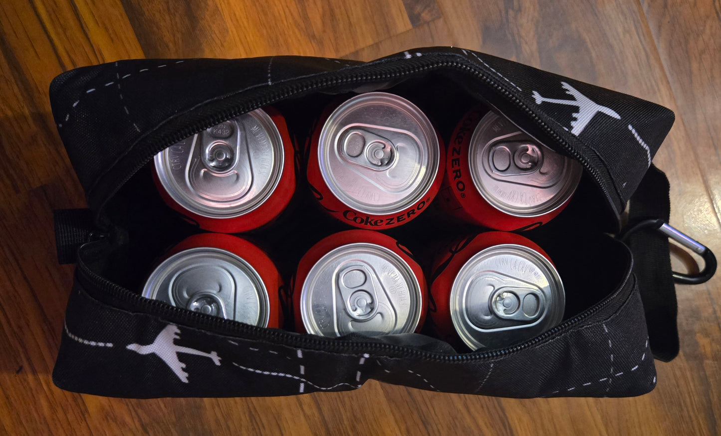 Large 6-PK Can Water Bag (Black/Airplanes)