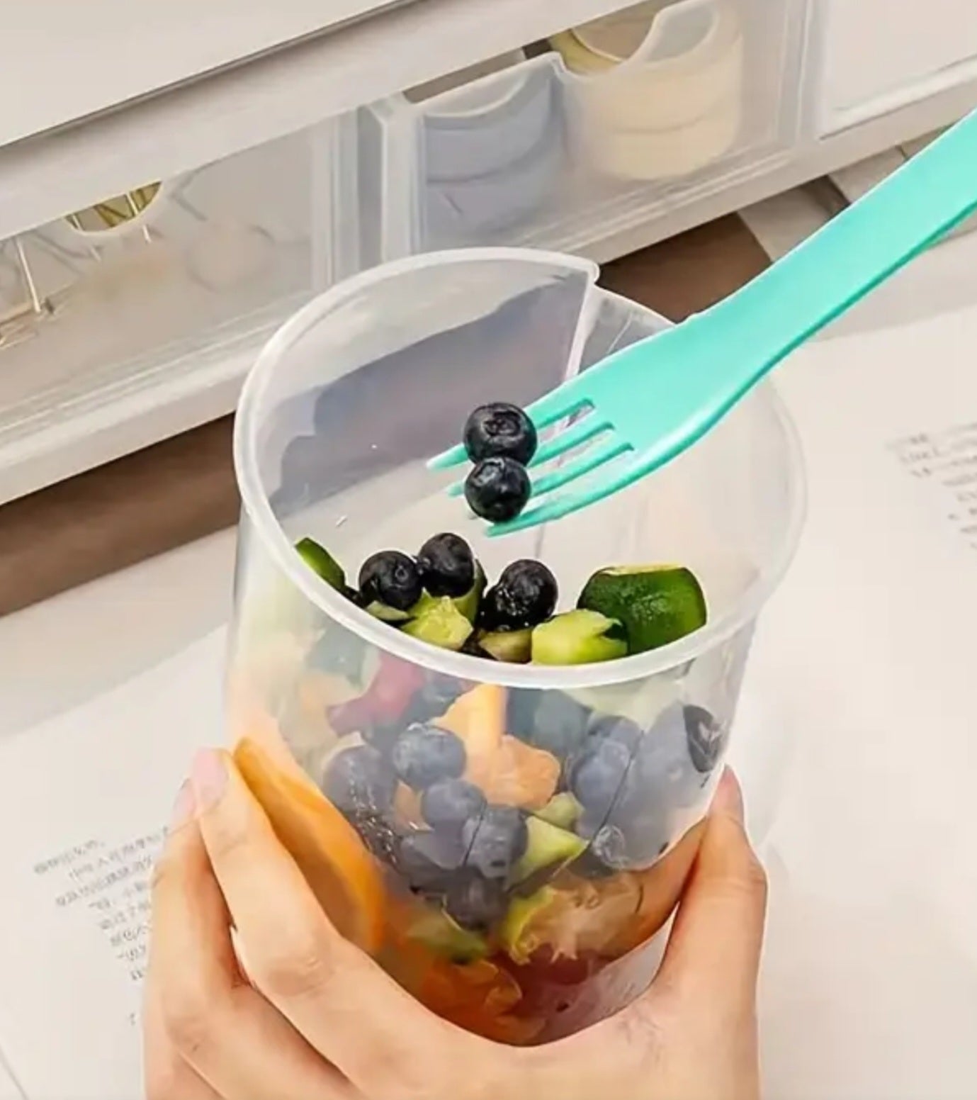 Travel Salad Cup w/ dressing cup and fork