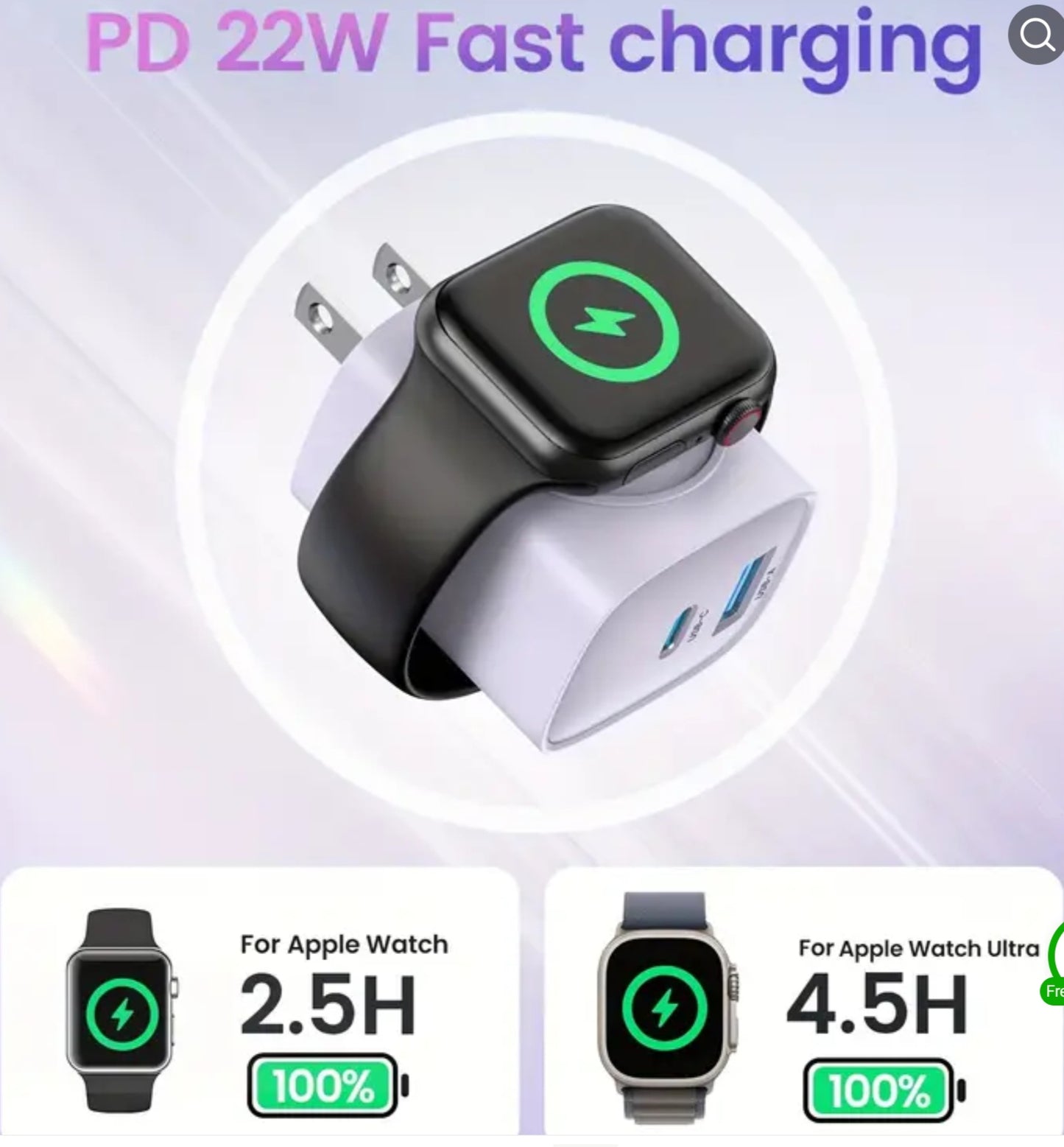 Airline Travel 3-1 Iphone Watch Charge, USB plug, and C type plug