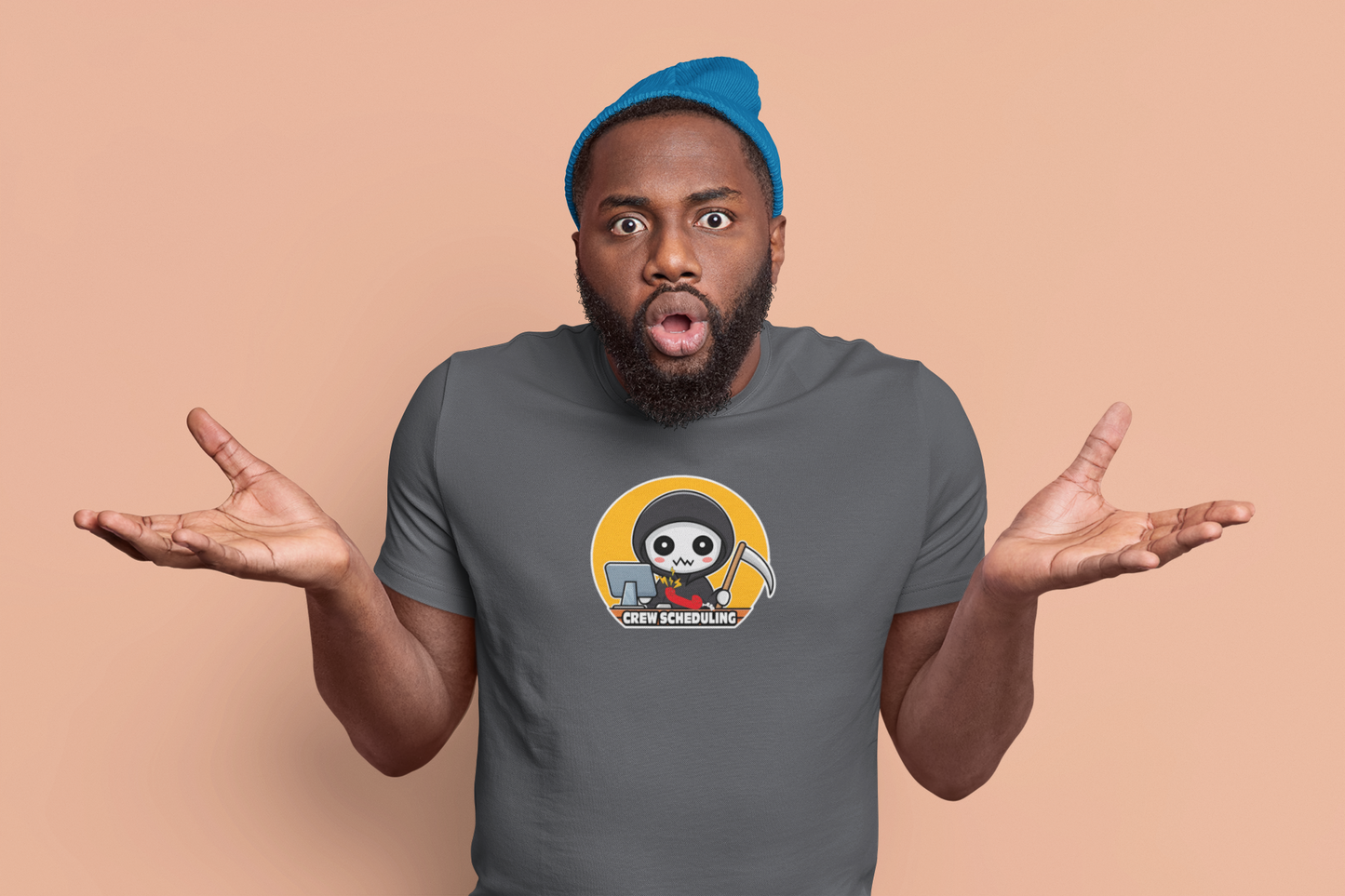 Grim Reaper Crew Scheduling Mens Cotton Shirt