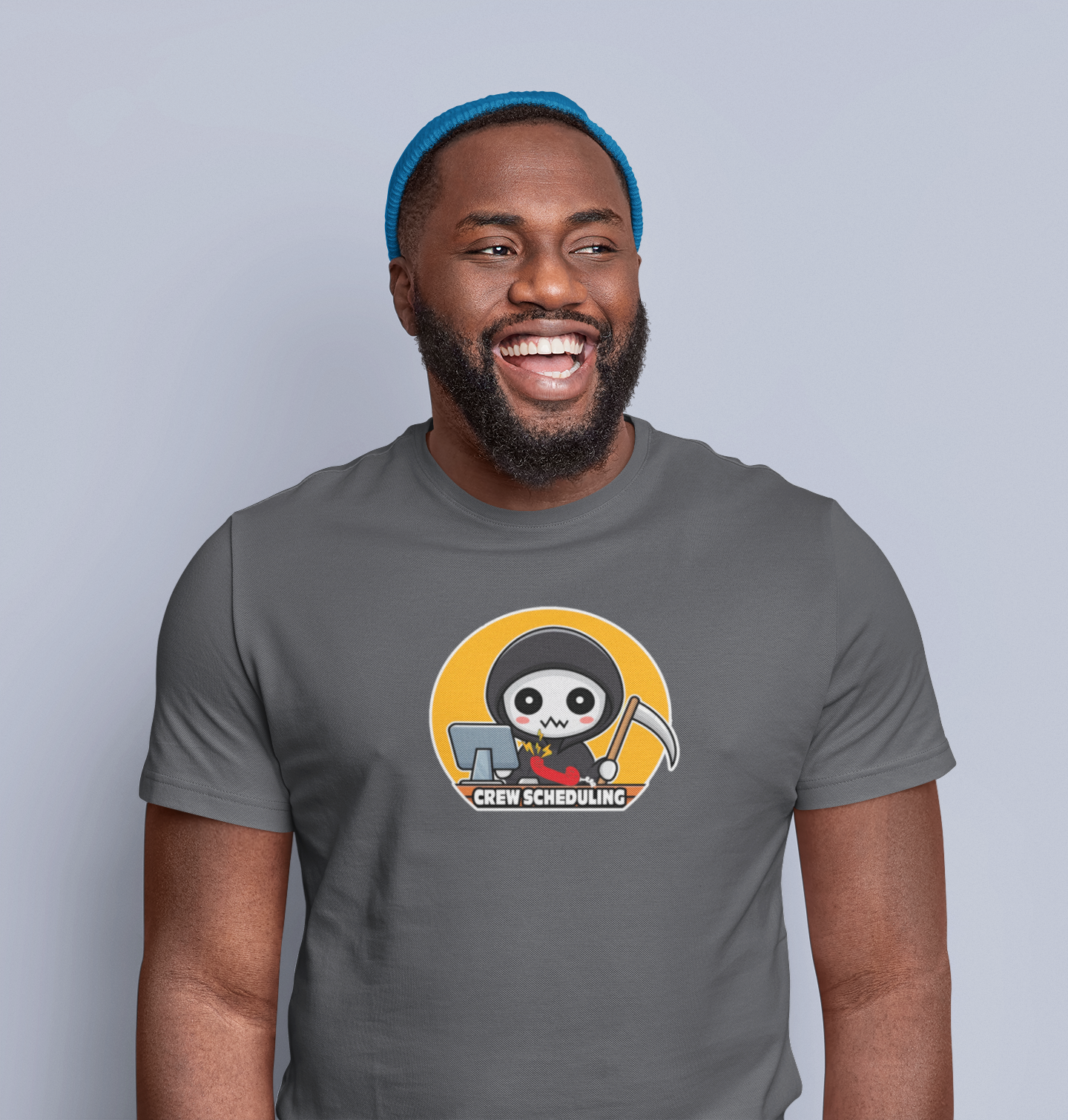 Grim Reaper Crew Scheduling Mens Cotton Shirt